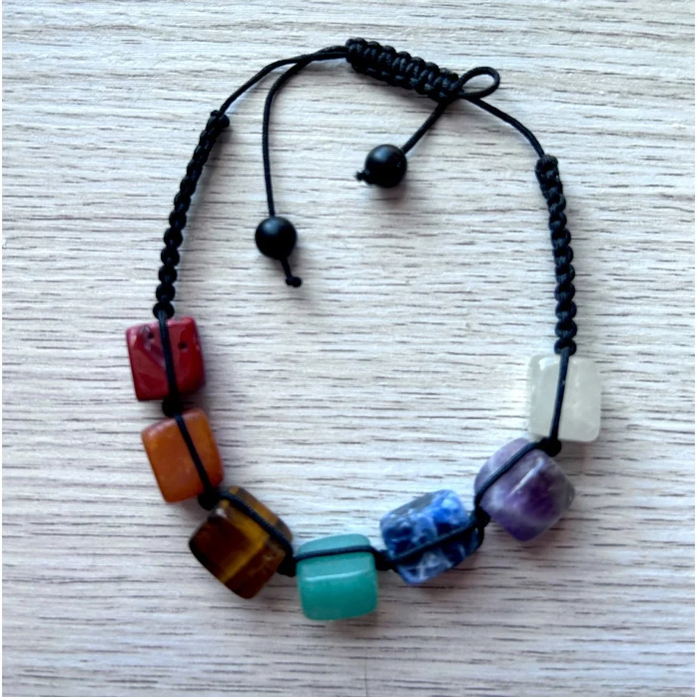 Multi-Gemstone Adjustable Bracelet - Picture 1 of 2